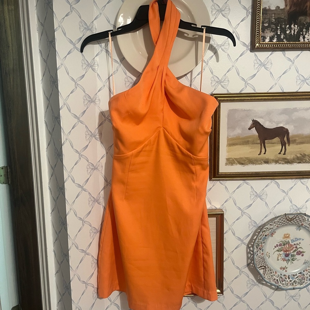 DO+BE Orange One-Shoulder Twist Mini Dress